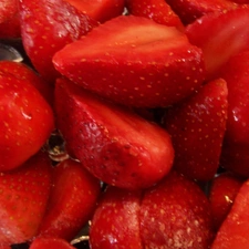 strawberries, Halves, juicy