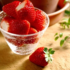 strawberries, cup, Red