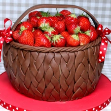 strawberries, basket, stand