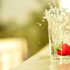 Strawberry, cup, water