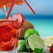 exotic, Fruits, straws, Drink