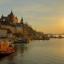 Coast, Sweden, sun, Boat, east, Stockholm