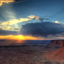 Desert, The Setting, sun, rays