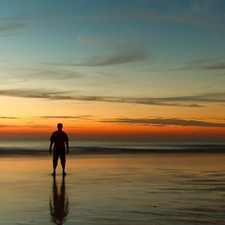 sun, Human, Beaches, west, sea