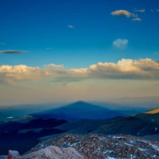 ligh, clouds, flash, Przebijające, Mountains, sun, luminosity