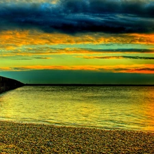 Beaches, sea, sun, pier, west, rocky