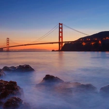 The Golden Gate Bridge, River, Great Sunsets