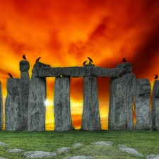 Stonehenge, west, sun