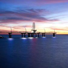 sea, east, sun, pier