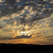 Sky, west, sun, clouds