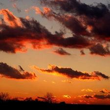 Sky, west, sun, clouds