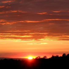 sun, clouds, west