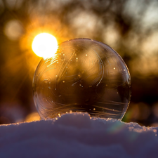 Frost, winter, Great Sunsets, Close, bubble, snow