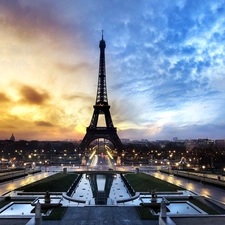 Great Sunsets, France, Eiffla Tower, Champs Elysees, Paris