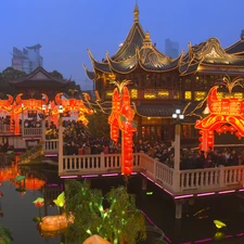 Szanghai, China, Pond - car, lighting, House