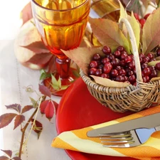 cranberry, service, table, Leaf