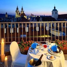 table, dinner, Czech Republic, Balcony, Prague