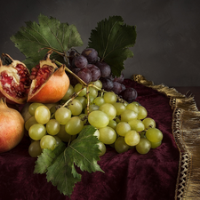 composition, Grapes, tablecloth, grenades