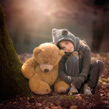 toy, girl, teddy bear