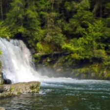 waterfall, forest, Tennessee, River