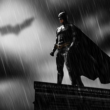 Rain, Batman, the roof