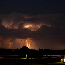 Night, Lightning, thunderbolt, Storm