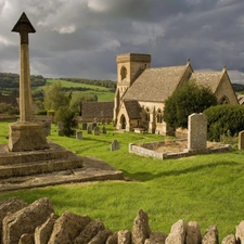 Tombstones, Church, cemetery