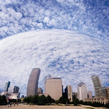 Town, Orb, clouds