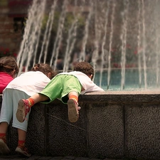 Town, Kids, fountain