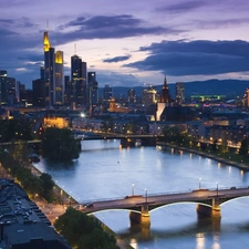 Frankfurt, River, Town, bridge