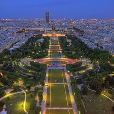 town, panorama, illuminated