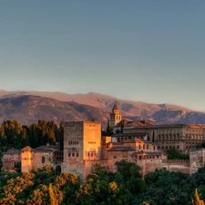 Town, Castle, Mountains