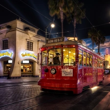 tram, Anaheim, Night