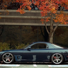 trees, viewes, Rx-7, parking, Mazda
