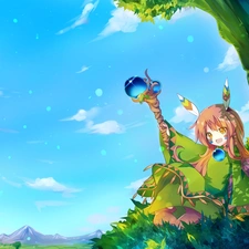 trees, girl, Scepter