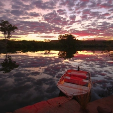 trees, viewes, Boat, Harbour, River