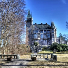 trees, viewes, Telleborg, Castle, Sweden