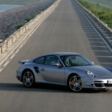 911, Automobile, Way, Porsche, silver, Turbo, ##