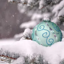 twig, snow, decoration, Christmas Tree, bauble