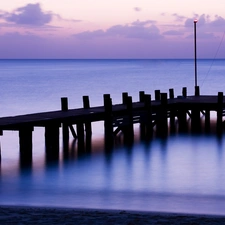 twilight, sea, Platform