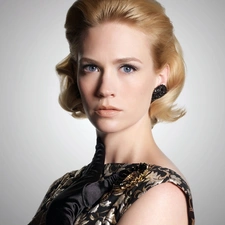 January Jones, delicate, make-up, ear-ring