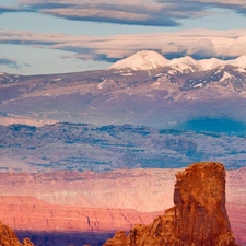 Horse, Mountains, Park, clouds, USA, Utah, national