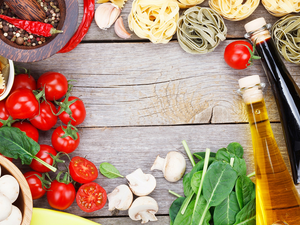 vegetables, Pasta, tomatoes, Mushrooms, spaghetti, boarding, oil, Components, spinach