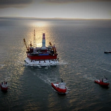 sea, Oil Rig, vessels