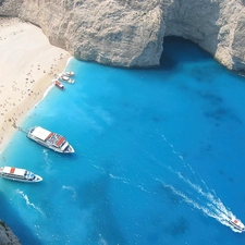 rocks, sea, vessels, Beaches