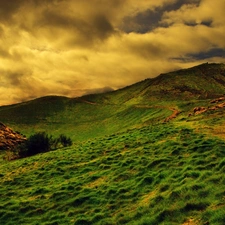 view, green, mountains