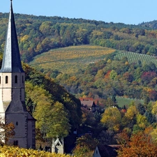 Church, trees, viewes, field