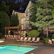 viewes, green, Pool, trees, Hotel hall