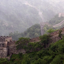 tower, brick, trees, viewes, Great Chinese Wall