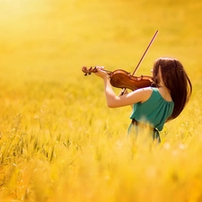 violin, Field, Women